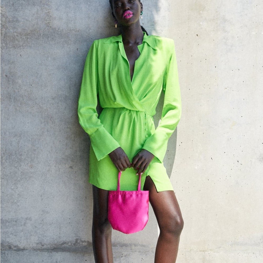 Shoulder pad shirt dress